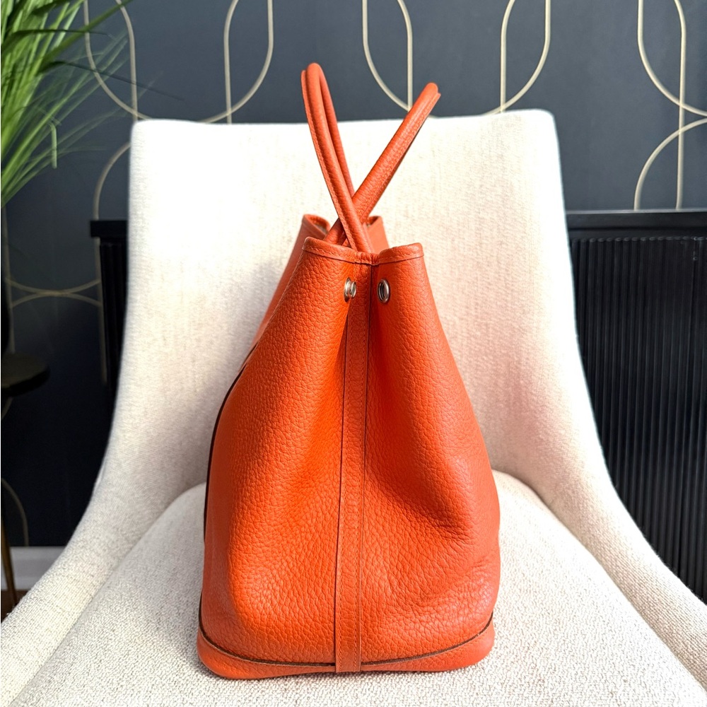 Authentic Hermès Garden Party PM tote bag orange leather - Picture 9 of 16